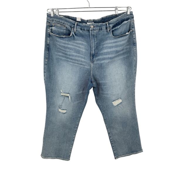 Good American GLS731T Good Legs Distressed straight Jeans blue size 30 - Picture 1 of 7